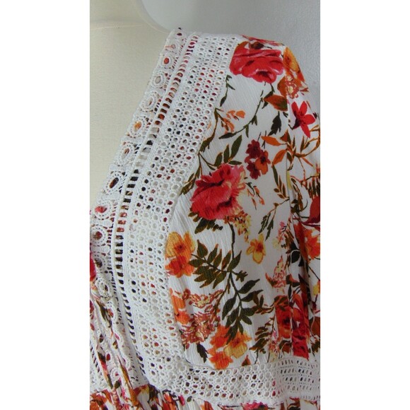 Torrid Cottagecore Babydoll Crochet Trim Top Women 4X Floral Lace Up Tassel Boho - Picture 3 of 11